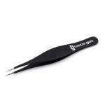 Pinzette Professionale Inox - Pinzetta Tweezer Guru Sopracciglia Professionali Acciaio - Punta Appuntita - Massima Precisione per Peli del Viso, Punti Neri, Schegge (Nero)