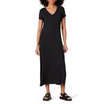 Amazon Essentials Abito Midi a Maniche Corte con Scollo a V in Jersey Donna, Nero, XXL