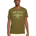 TOM TAILOR Maglietta con Logo Stampato, Uomo, Verde (Wooden Moss Green 27505), S