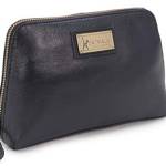 CATWALK COLLECTION HANDBAGS - Vera Pelle - Porta Cosmetici/Pochette per Trucchi Donna/Borsa da toilette/Beauty Case da viaggio - Scatola Regalo - Emma - NERO