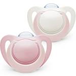 NUK Genius - Ciuccio in silicone, forma ortodontica, 0-6 mesi, 2 pezzi, da bambina, colore rosa