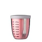 Mepal - Contenitore per Frutta e Verdura Ellipse - Portapane per Frutta e Verdura - Ideale per Chi è in Viaggio - Contenitore per Frutta con Forchetta e Colino - 600 ml - Nordic Pink