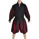 HEMAD Pantaloni medievali Landsknecht Uomo - Vitello-Lunghezza - Puro Cotone – XXL/XXXL Nero & Rosso