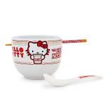 Silver Buffalo Sanrio Hello Kitty x Nissin Cup Noodles - Set di stoviglie in ceramica per ramen, include ciotola per noodle, bacchette in legno e cucchiaio da 590 ml