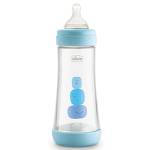 Chicco PERFECT 5 Biberon Anticolica 300 ml, Biberon Flusso Veloce 4 Mesi + con Tettarella in Morbido Silicone, Biberon Biofunzionale con Intui-flow System da 300 ml, Azzurro