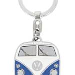 Brisa VW Collection - Volkswagen Portachiavi vintage in metallo smaltato, per chiavi/zaino/borsa/astuccio, Campervan Bus T1 design (Fronte/Blu)