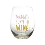 Pearhead Mama's Turn to Wine - Bicchiere da vino senza stelo, idea ricordo della mamma, a pois dorati, 453,6 ml