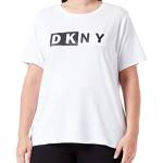 DKNY Split Logo Tee Shirt T-shirt Donna, Bianco (Black/White Two Tone Logo), M