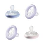 Tommee Tippee Ciuccio Che Simula il Seno Materno Night, Texture Simile Alla Pelle, Design Ortodontico Simmetrico, Include Recipiente per Sterilizzare, 6-18 Mesi, Confezione da 4