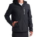 Reebok Giacca da uomo, leggera, in softshell, con cappuccio, stile casual, resistente alle intemperie, taglie S-XXL, nero, X-Large