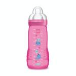 MAM - Easy Active, biberon 2a età, 330 ml, 6+ mesi, tettarella a flusso X, velocità rapidissima, rosa