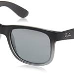 Ray-Ban Justin Occhiali da Sole Unisex, Grigio (Montatura: Transparent Grey Rubber, Lenti: Silber Verspiegelt Verlauf), 54 mm