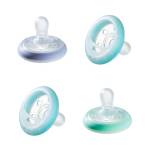 Tommee Tippee Ciuccio Che Simula il Seno Materno Night, Texture Simile Alla Pelle, Design Ortodontico Simmetrico, 6-18 Mesi, Confezione da 4