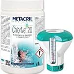 Metacril CHLOR Net 20 (1 kg) + Dosatore Galleggiante Cloro Pastiglie Piscina da 20gr per Piscina e idromassaggio (Jacuzzi,Teuco,Dimhora,Index,Bestway,ECC.)