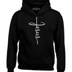 shop4ever Felpa con cappuccio Jesus Cross, nero, XXX-Large