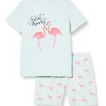 Name It Nkfnightset Ss Shorts Flamingo Noos, Pigiama Bambine e ragazze, Blu (Glacier), 110-116