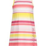 NAUTICA Abito casual senza maniche stampato Tank Dress senza maniche stampato Tank Dress ragazze, Striscia rosa acceso, 6X