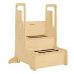 Bateso Sgabello per Bambini con Braccioli, Robusto Sgabello per Bambini in Legno, Sgabello a Due Gradini in Legno con Tappetini Antiscivolo di Sicurezza, per Vasino da Bagno, Cucina e Toilette