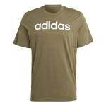 adidas Essentials Single Jersey Linear Embroidered Logo Short Sleeve T-shirt, Maglietta Uomo, Olive Strata, XXL