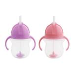 Munchkin Click Lock Set di Tazze Antigoccia con Cannuccia e Tappo a Scatto, con Cannuccia Contrappesata per Neonati e Bambini Lavabili in Lavastoviglie, senza BPA – Pacco da 2 x 207ml, Rosa/Porpora