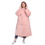 Waitu Felpa Tragbare Decke Geschenke für Frauen und Männer, Sherpa Tragbare Decke Erwachsene, Felpa con cappuccio lungo con cappuccio, Wärmeste Körperdecke Robe,Rosa