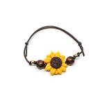 Bracciale cordino cerato con girasole