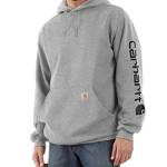 Carhartt - Felpa da uomo, vestibilità ampia, peso medio, con logo e grafica sulla manica, grigio erica e nero., XX-Large Alto