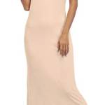 Summienlink - Abito da donna a maniche lunghe, sexy, senza maniche - beige - L