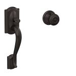 Schlage FE285 CAM 716 GEO Camelot Maniglia Anteriore con Manopola Georgiana, Mezza Impugnatura Inferiore, Bronzo Antico