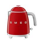 Smeg, Bollitore Elettrico Piccolo KLF05RDEU 0,8 L, Filtro Acciaio Inox, Autospegnimento di Sicurezza, Indicatore Livello Acqua, Base Antiscivolo e Avvolgicavo Integrato, Potenza 1400W, Rosso