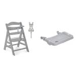 Hauck Seggiolone Pappa in Legno Alpha+ (Legno certificato FSC) - Resistente al Ribaltamento, Grigio & Vassoio Seggiolone Alpha Tray - Adatto per Seggiolone Pappa Alpha Plus e Beta Plus, Grigio