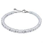 ParticolarModa Bracciale Donna regolabile anellini acciaio alluminio morbido 5 mm (Regolabile da 19 a 22 cm (x polso 16-18), Argentato)