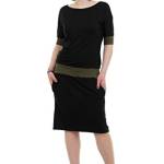 3Elfen Prendisole Donna Lungo - Vestito Pipistrello Ginocchio Estate de Abito bamina - Nero Oliva XL