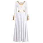 Vestito da danza liturgica, da donna, a maniche lunghe, a blocchi di colore metallizzato - Bianco - XX-Large