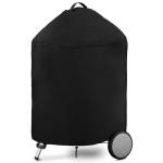 Dokon Copertura Barbecue da Esterno Rotondo Impermeabile, Tessuto Oxford 420D, Antivento, Anti-UV Telo Copri Barbecue Esterno Impermeabile con Maniglie (Ø71x68cm) - Nero