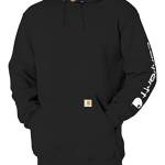 Carhartt, K288, Felpa da uomo a maniche lunghe con cappuccio, con logo, Uomo, K288-Black-Large Regular, Nero, L