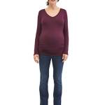 Motherhood Maternity Maglietta a Maniche Lunghe con Scollo a V T-Shirt, Borgogna, S Donna