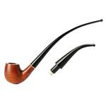 MUXIANG Churchwarden Tubi per tabacco con due bocchini Gambo lungo tubo in legno per tubi Filtri da 9 mm 10 strumenti per la pulizia AD0015