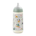 Suavinex Biberon 360 ml, Biberon con Tettarella Simmetrica in Silicone SX Pro, con Valvola Anticolica, Biberon con Tettarella Flusso Medio, L, per Bambini +3 Mesi, Walk in the Park Verde