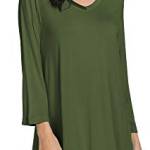 WiWi Camicie da notte da donna in bambù morbida a maniche lunghe camicia da notte da donna camicie da notte taglie forti camicie da notte indumenti da notte S-4X, Verde militare, M