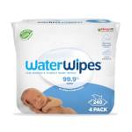 WaterWipes Original Salviette Senza Plastica per Bebè, 240 Unità, 4 Confezioni, Salviette Umidificate al 99,9% a Base di Acqua & Inodori per Pelli Sensibili (l'imballaggio può variare)