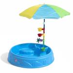 Step2 Play & Shade Pool bambini piscina con ombrellone in blu | Piccola piscina di plastica 95 X 19 cm | Utilizzabile anche come sabbiera