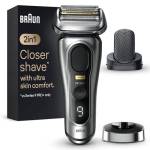 Braun Series 9 PRO +, Rasoio Elettrico Barba, Rifinitore di precisione, Custodia da Viaggio in tessuto, Batteria Litio Ion, 100% Impermeabile Idea Regalo, 9557s Argento