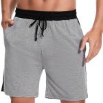 Bresdk Pantaloncini Sportivi Uomo Cotone con Tasche Pantaloni Pigiama Corti Estivi Leggeri Pantalone Estivo Bermuda da Mare Running, Grigio Scuro, grigio