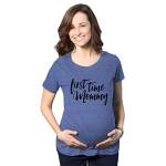 Crazy Dog Tshirts - Maternity First Time Mommy Pregnancy T Shirt Cute Belly Bump Tee Mother To Be (Heather Royal) - XL - Divertente Magliette di maternità