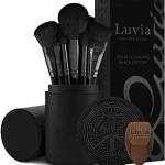 Luvia Cosmetics Pennelli Make Up Professionali Set Prime Vegan Pro Black, Set di 12 Pennelli da Trucco Con Scatola Di Pennelli, Spugna E Tappetino Per La Pulizia Per Pennelli, Colore: Nero