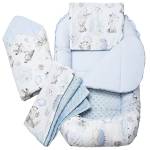 Medi Partners Nido per Neonato Bozzolo Neonati 100x60x15 Babynest 100% Cotone Inserto Removibile Cocoon Baby Multifunzionale Riduttore per Bambini (Cervo e Riccio con Minky celeste)