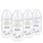 NUK - Biberon First Choice +, 150 ml, con tettarella in silicone misura 1, 0-6 mesi, 4 pz.