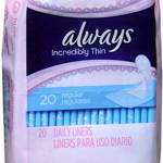 Always Thin Pantiliners Regular Unscented 20 ciascuno (confezione da 6)