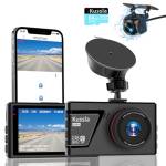 Dash Cam Auto, 2.5K+1080P Full HD Doppio Dashcam, WiFi Telecamera per Auto con Scheda SD 64G, Controllo APP, 170°+140°, Grandangolo, Super Visione Notturna, WDR, G-Sensor